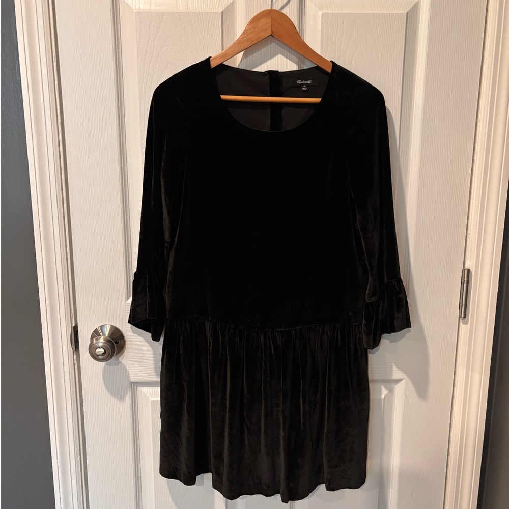 Madewell Velvet Flutter Sleeve Babydoll Dress